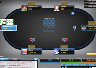 So sieht ein Pokertisch bei 888 Poker aus